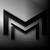 A grayscale pixelated icon featuring a stylized letter M with layered, overlapping segments against a gradient background.