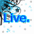 Pixelated blue and white icon with a dog-like creature, displaying text that changes from Live. to Laugh. to Love.