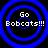 Four identical blue concentric circle patterns with white text reading "Go Bobcats!!!" on a black background, arranged in a
