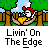 Animated pixel art contact sheet showing a cartoon chicken character in a hammock with text "Livin' On The Edge" across multiple frames.
