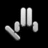 Pixelated silver hand icon with extended index finger pointing left, two upright fingers behind it, and a rounded thumb on the right against black background.