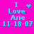 A bright pink background displays four identical text blocks with cyan pixelated letters reading "I Love Arie 11-18-07" and varying animated symbols above the 'I'.