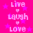 Pixelated text and symbols on a bright pink background with scattered purple stars.