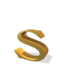 Golden 3D letter S rotates through multiple angles with varying shadow effects on white background.