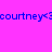 Static image with bright pink background and blue text repeating 'courtney<3' in two horizontal lines.