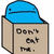 Pixelated icon shows a blue helmeted figure atop a beige box with 'Don't eat me.' text in black pixel font.