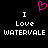 Pixelated text and a pink heart symbol on a black background, with 'I Love WATERVALE' repeated twice.