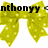 A pixelated yellow bow with black text reading 'nthonyy' overlaid on top, set against a white background.