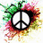 Animated sequence showing peace symbols and hands with rainbow colors, transitioning from static to motion.