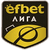 Pixelated icon with black background featuring yellow text 'efbet' above white Cyrillic letters 'АМГА', and two overlapping golden coins below.