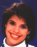 A woman with short dark hair and green earrings appears in a sequence of frames showing her face and a textured shape with 'HOME' text.