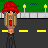 Pixel art animation of a character in red outfit dancing on a road with green grass and streetlights, text reads 'real dancers aren't afraid to shake it'.