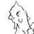 Static grayscale pixel art of a stylized character head with abstract facial features and flowing hair-like lines, rendered in low-resolution 256x256 pixels on white background.
