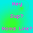 Pixelated text phrases in pink on a cyan-green gradient background, arranged in two with repeated lines