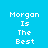 Pixelated text 'Morgan Is The Best' displayed in white on a blue background with alternating light and dark blue sections.
