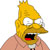 Pixelated yellow cartoon character with wide eyes, open mouth showing red tongue and black interior, wearing white collar and dark tie, against plain white background.