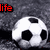 A static image with five soccer balls on a textured gray background and red text reading "life is a game Soccer" and "is serious.".