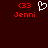 Red pixelated text and symbols on dark red background with white heart outline.
