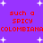 Purple background with white star shapes and red pixelated text repeating 'such a spicy colombianacolombiana' in two