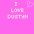 Static pixel art displays 'I LOVE DUSTYN' text with a heart symbol on a pink background.