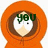 Pixelated orange-hooded character with white eyes and brown hair, displaying text overlays in green pixel font.