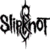 A split-screen image shows a stylized 'Slipknot' logo on the left and two pixelated faces with long hair on the right, all against white backgrounds.