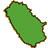 A static pixelated icon with a green central shape bordered by brown and orange pixels on a gray background.