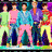six pixelated images showing a person in various poses and outfits against different backgrounds including colorful group scenes, dark settings, and event backdrops