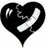 Black heart-shaped icon with white bandage over a broken section, red pixelated text on black background reading 'I couldn't Tell you I didn't See that One coming' and 'Forever The ugly Geek With no Friends' with 'No Love' on right side.