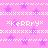 *Kerry* text appears in white pixelated font on pink background with purple stars and white dotted lines; animation cycles through four identical frames showing the same static pattern.