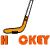 Animated hockey-themed contact sheet showing multiple frames of a hockey stick, puck, and text elements in orange, brown, black, and white on a transparent background.