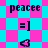 Pixelated cyan and pink checkered background with repeated text, smiley faces, and hearts in a