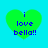Four green heart-shaped icons with blue text 'i love bella!!' on a cyan background, each showing slight variations in pixelation and color saturation.