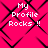A bright pink background with black diamond-shaped lines and white text reading "My Profile Rocks !!" in four quadrants.