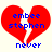 Red broken heart with blue text 'embee stephen never' on light background, two identical frames showing static image.