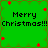 Green background with red star-like shapes and repeated 'Merry Christmas!!!' text in black pixelated font across four quadrants.
