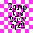Pixelated text 'Pimp the Party Up!' on a pink and white checkered background with subtle animation effects.