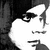 A 50x50 pixel animated contact sheet showing two frames: a stylized black-and-white portrait of a person with dark hair and closed eyes on the left, and a white inverted pentagram symbol on a black background on the right.