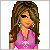 Animated contact sheet of a pixel-art female character with brown hair, pink top, and blue jeans across multiple frames showing pose variations and text overlays.