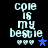 Pixelated text 'cole is my bestie' with three white hearts and a blue star on black background, alternating between two states.