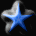 Two blue star-shaped icons with white highlights on a black background, showing slight variations in light reflection and pixelation.