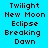 Pixelated text labels 'Twilight', 'New Moon', 'Eclipse', 'Breaking Dawn' appear in a with alternating blue and white backgrounds