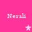 Pixelated pink background with four instances of the text 'Nerali' and three star symbols arranged in a pattern