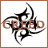 A contact sheet of 21 animated frames showing a stylized black tribal swirl logo with the text "CREED" in various colors over it, arranged in a 5x5 grid with one empty space and a single frame below.