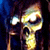 Two side-by-side pixelated skull icons with distinct color schemes and accessories, displayed as a contact sheet of sampled animation frames.