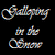 Pixelated text reads 'Godfrey of the Snow' in stylized script over a black background, next to a pixelated animal figure on textured ground.