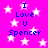 Bright pink background with white stars and blue text reading "I Love U Spencer" in a pixelated style.