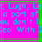 Pixelated text on a bright pink background with green and gray lines, displaying repeated phrases in blue and purple hues