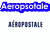 Blue and gray pixelated text 'Aeropostale' appears in three distinct states across a white background.