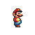 Pixel art of a character in red cap and blue overalls with three distinct poses showing different arm positions and leg stances.